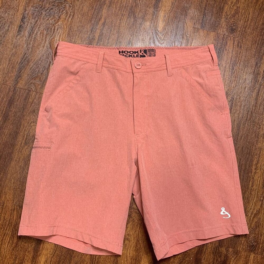 Hook & Tackle Hi Tide Hybrid Shorts Coral Salmon Color Men’s Sz 32